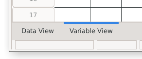 The links in the lower left corner of the data editor for switching between the data view and the variable view.